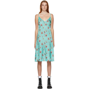 R13 Blue Floral Back Tie Slip Dress