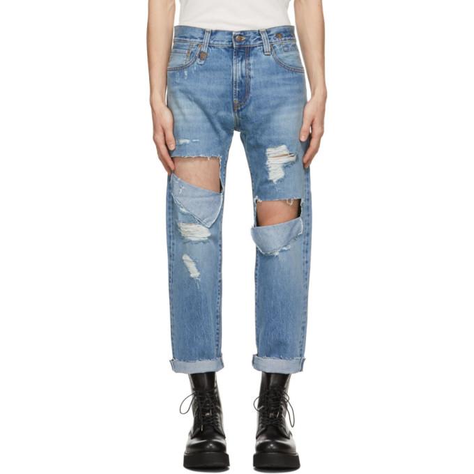 R13 Blue Selvedge Ripped Sid Jeans