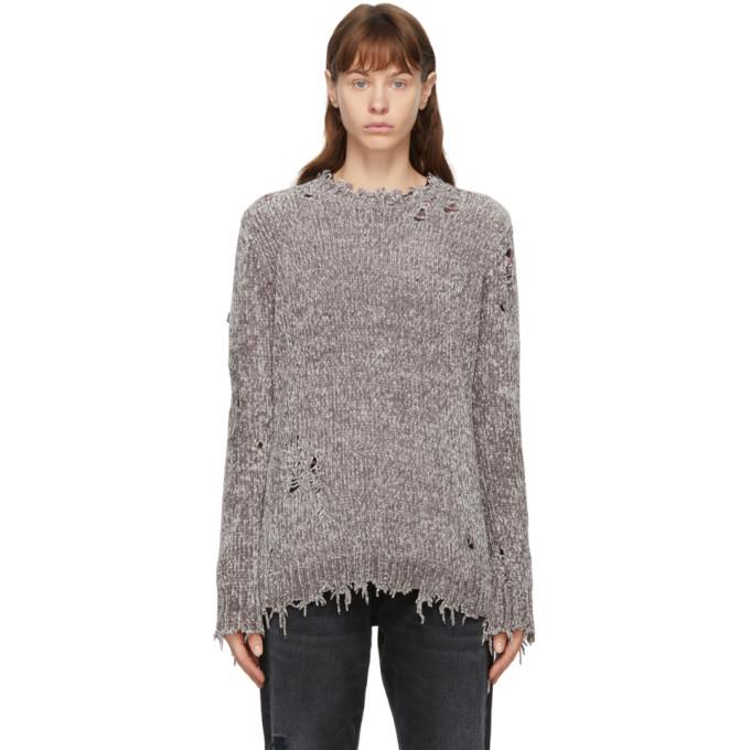 R13 Grey Chenille Distressed Sweater BlackSkinny