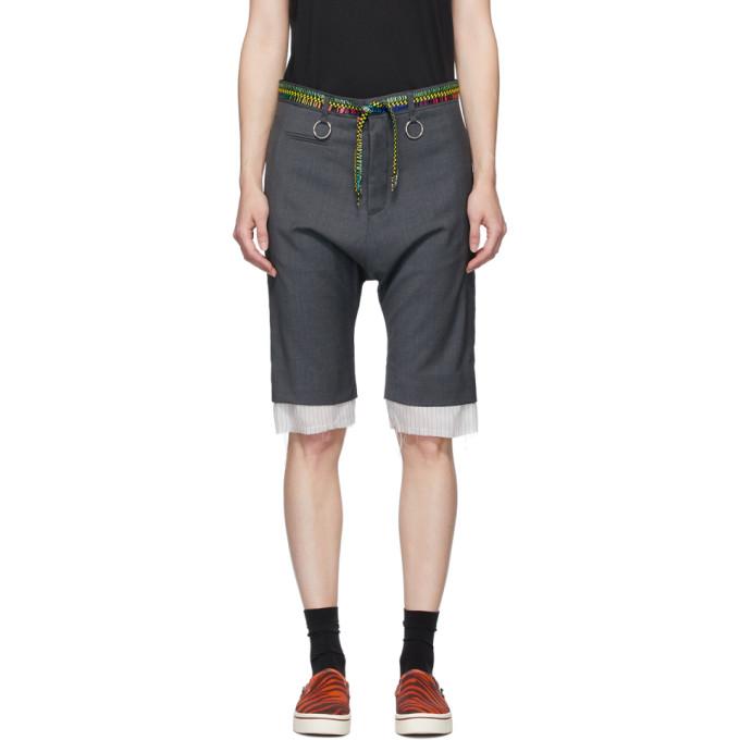 R13 Grey Shoelace Belt Shorts