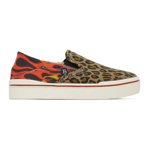 R13 Multicolor Leopard Flaming Heads Sneakers