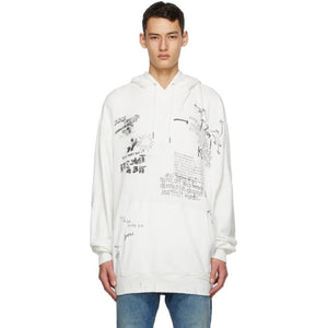 R13 White Doodle Hoodie