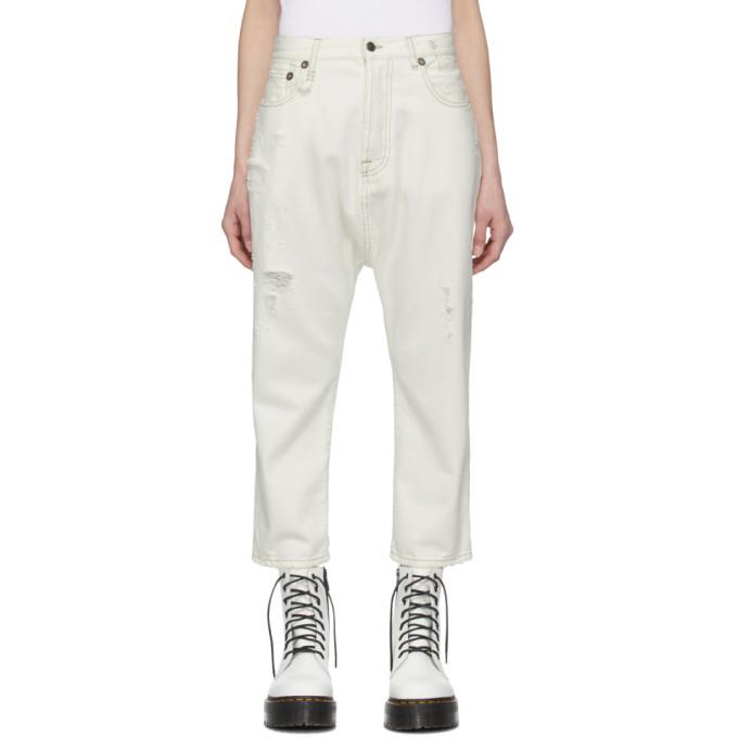 R13 White Tailored Drop Jean