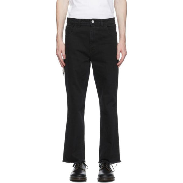 Raf Simons Black Cropped Zippered Jeans