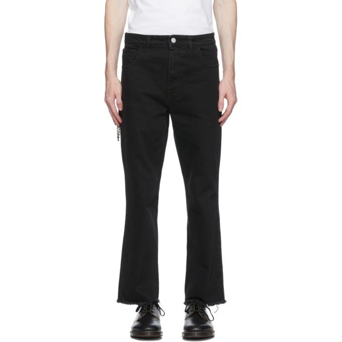 Raf Simons Black Cropped Zippered Jeans