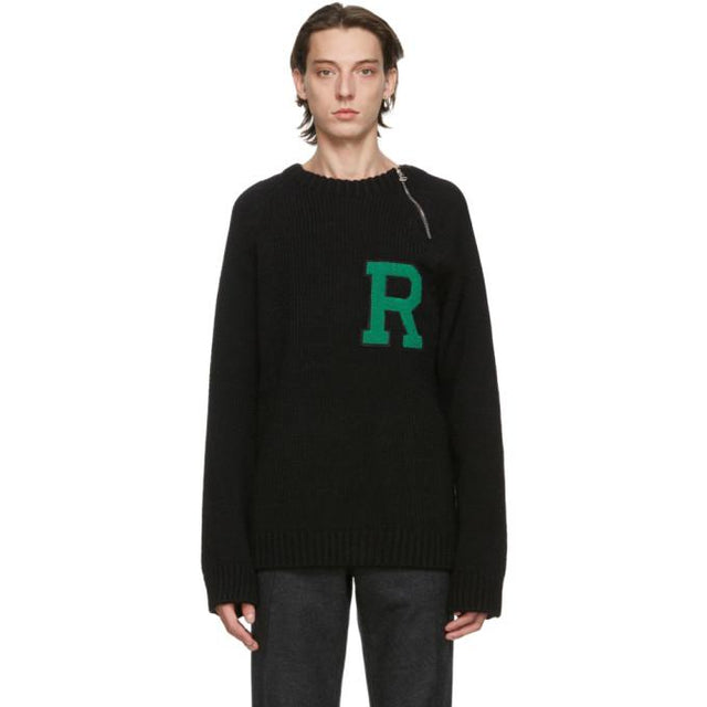 Raf Simons Black Letter Badge Sweater
