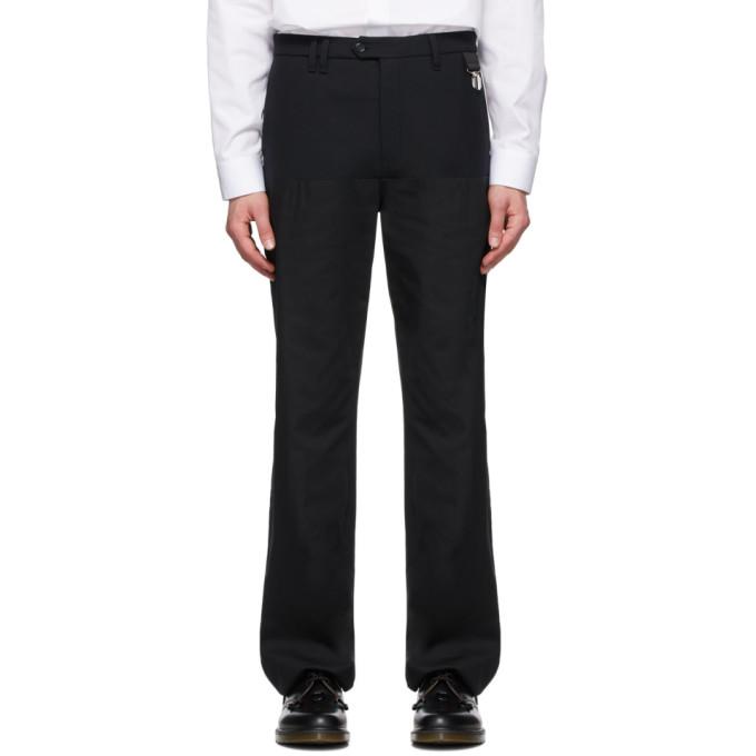 Raf Simons Black Wool Horizontal Cut Straight-Leg Trousers