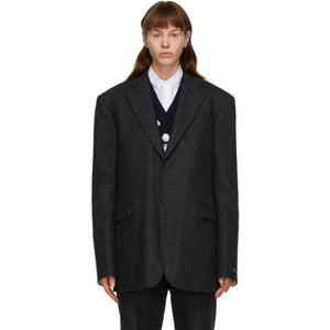 Raf Simons Grey Wool Straight-Fit Blazer