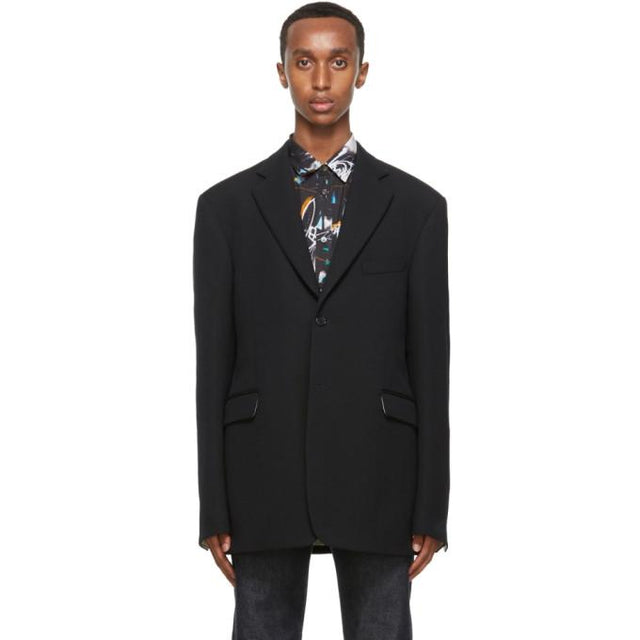 Raf Simons Navy Wool Straight Fit Blazer