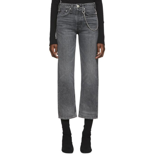 rag and bone Black Faded Maya High-Rise Ankle Jeans