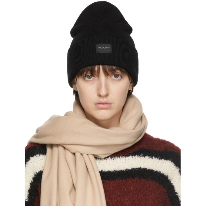 rag and bone Black Wool Addison Beanie