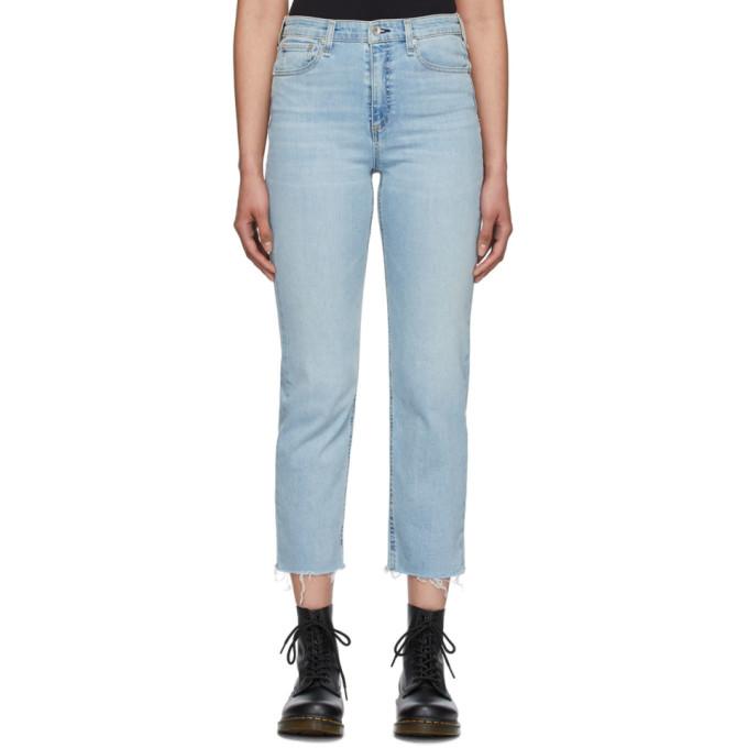rag and bone Blue Nina High-Rise Ankle Jeans