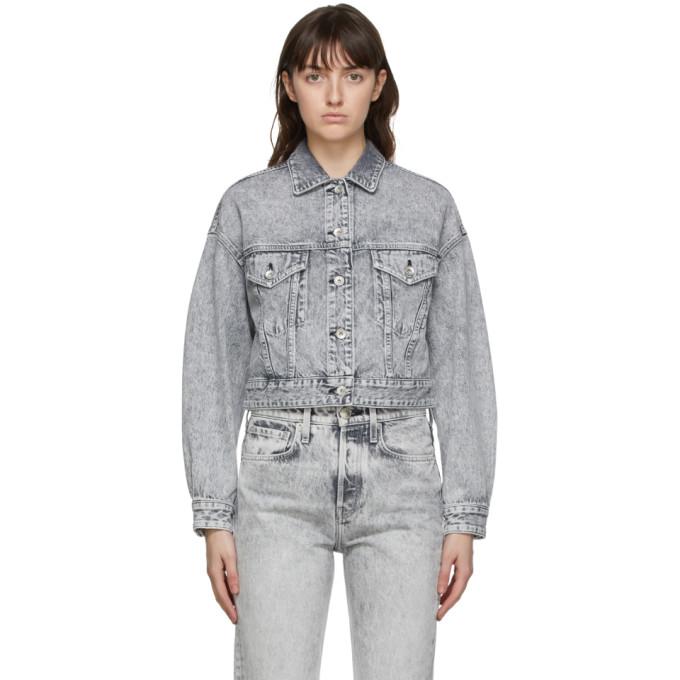 rag and bone Grey Cropped Trucker Denim Jacket