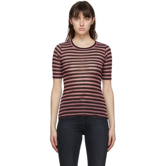 rag and bone Pink Metallic Stripe T-Shirt
