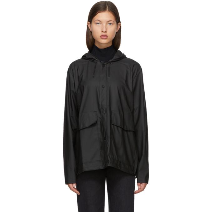 RAINS Black Taffeta Rain Jacket