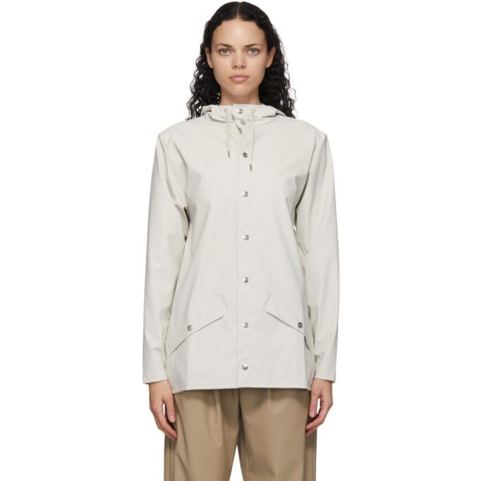 RAINS Off-White Mid Button-Down Rain Coat