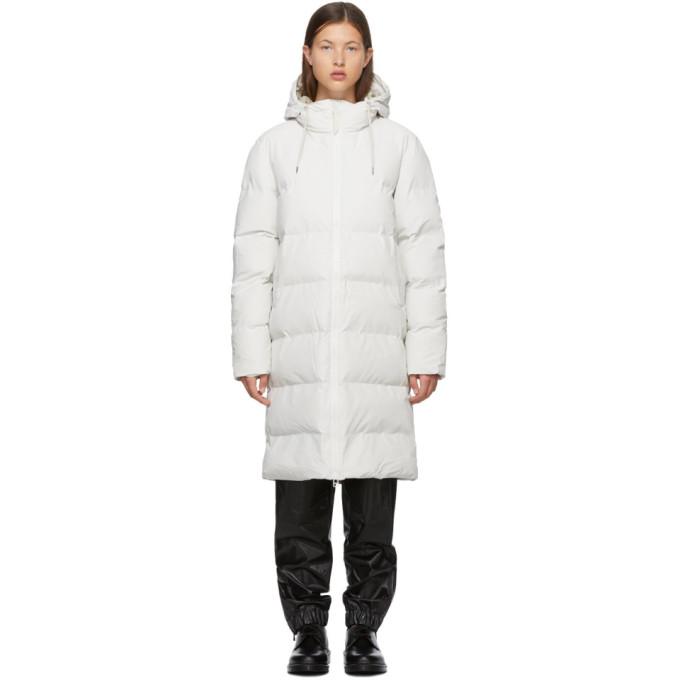RAINS White Taffeta Puffer Coat