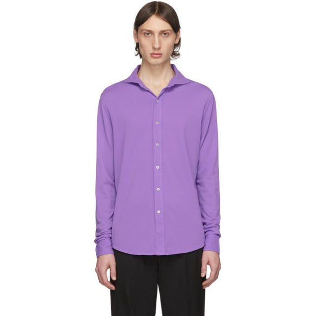 Ralph Lauren Purple Label Purple Pique Long Sleeve Polo