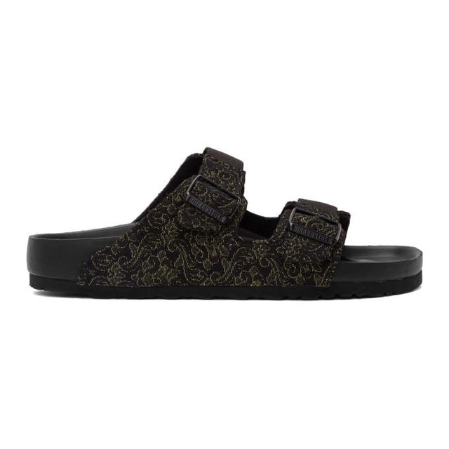 Random Identities Black and Gold Birkenstock Edition Jacquard Arizona Sandals