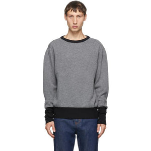 Random Identities Grey Wool and Cashmere Contrast Crewneck