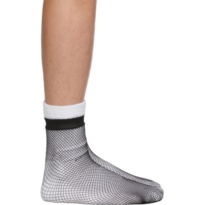 Random Identities White and Black Fishnet Socks