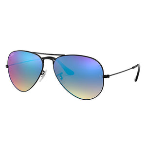 Ray-Ban Aviator Flash Lenses Gradient Black, Blue Lenses - RB3025-BlackSkinny