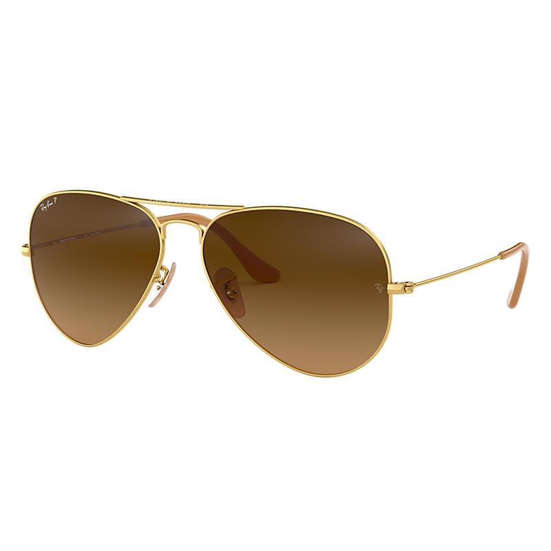 Ray-Ban Aviator Gradient Gold, Polarized Brown Lenses - RB3025-BlackSkinny