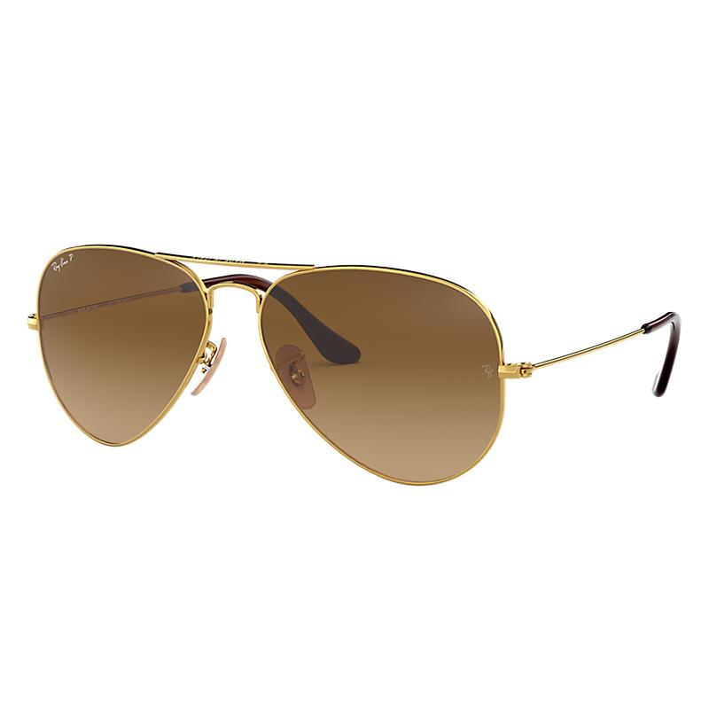 Ray-Ban Aviator Gradient Gold, Polarized Brown Lenses - RB3025-BlackSkinny