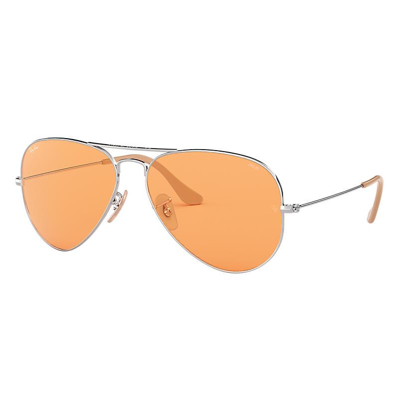 Ray-Ban Aviator Washed Evolve Silver, Orange Lenses - RB3025-BlackSkinny