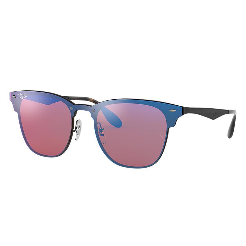 Ray-Ban Blaze Clubmaster Black, Violet Lenses - RB3576N-BlackSkinny