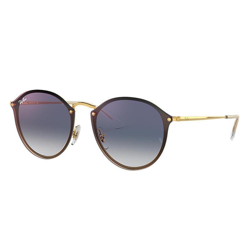 Ray-Ban Blaze Round Gold, Blue Lenses - RB3574N-BlackSkinny