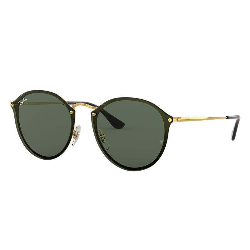 Ray-Ban Blaze Round Gold, Green Lenses - RB3574N-BlackSkinny