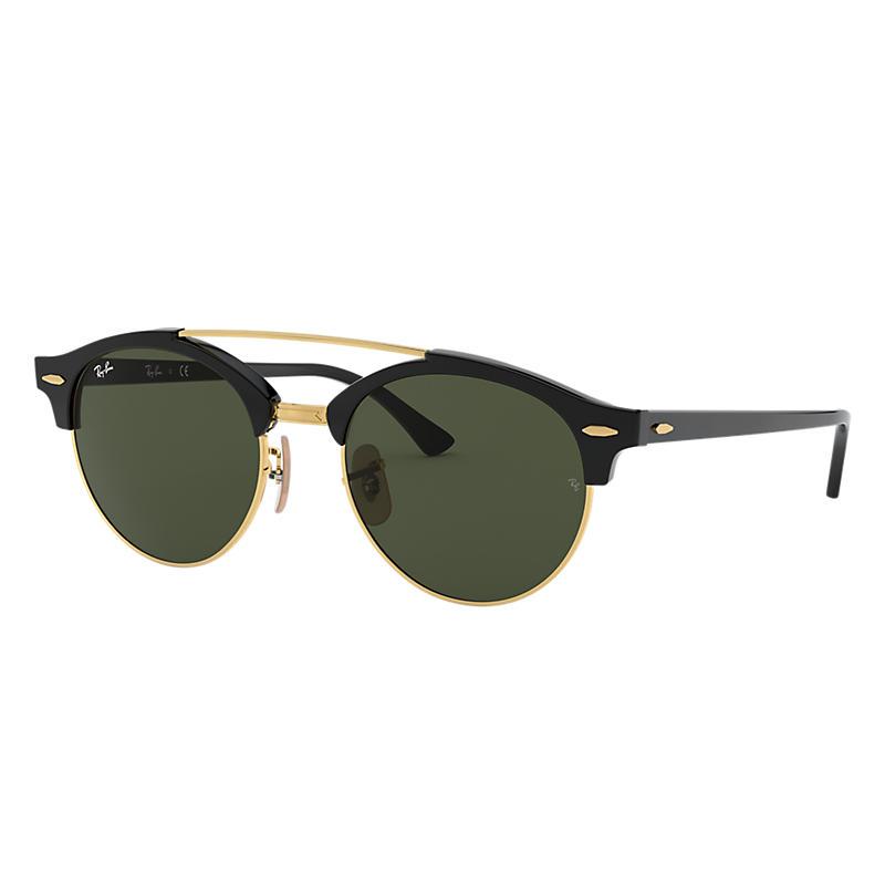 Ray-Ban Clubround Double Bridge Black, Green Lenses - RB4346-BlackSkinny