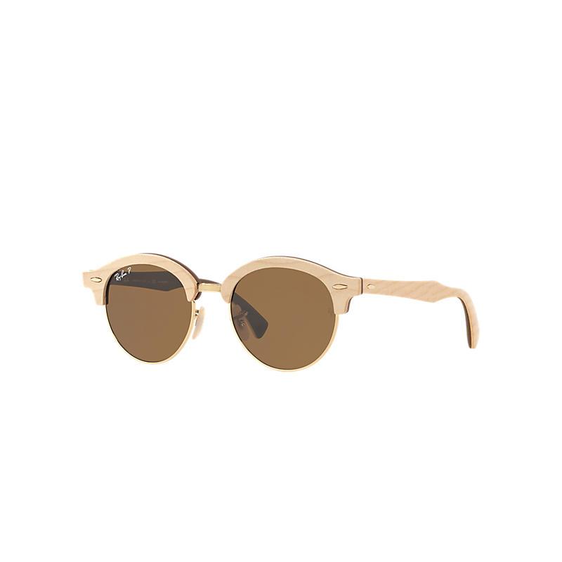 Ray-Ban Clubround Wood Brown, Polarized Brown Lenses - RB4246M-BlackSkinny