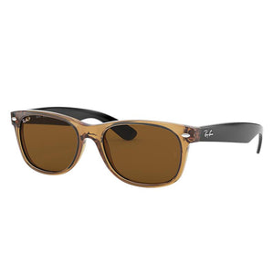Ray-Ban New Wayfarer Bicolor Black, Polarized Brown Lenses - RB2132-BlackSkinny