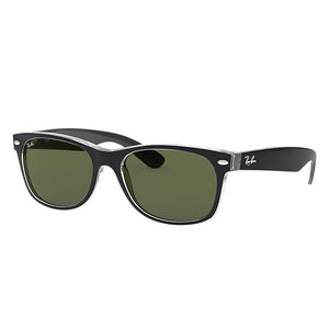 Ray-Ban New Wayfarer Color Mix Low Bridge Fit Black, Green Lenses - RB2132F-BlackSkinny