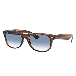 Ray Ban New Wayfarer Color Mix Striped Brown Blue Lenses RB2132