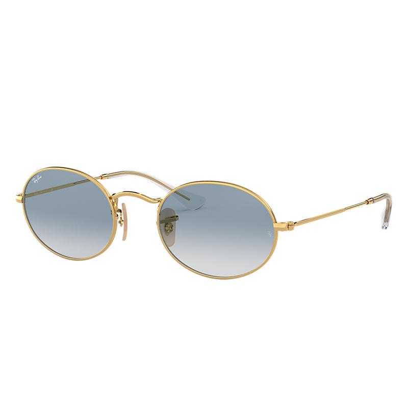 Ray-Ban Oval Flat Lenses Gold, Blue Lenses - RB3547N-BlackSkinny