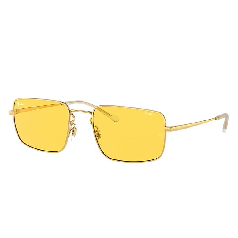 Ray-Ban Rb3669 Low Bridge Fit Shiny Gold, Yellow Lenses RB3669F