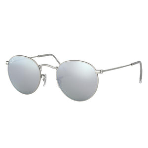 Ray-Ban Round Flash Lenses Silver, Gray Lenses - RB3447-BlackSkinny