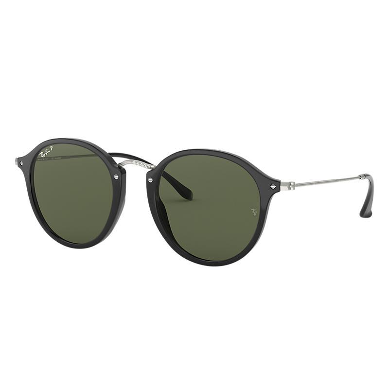 Ray-Ban Round Fleck Silver, Polarized Green Lenses - RB2447-BlackSkinny