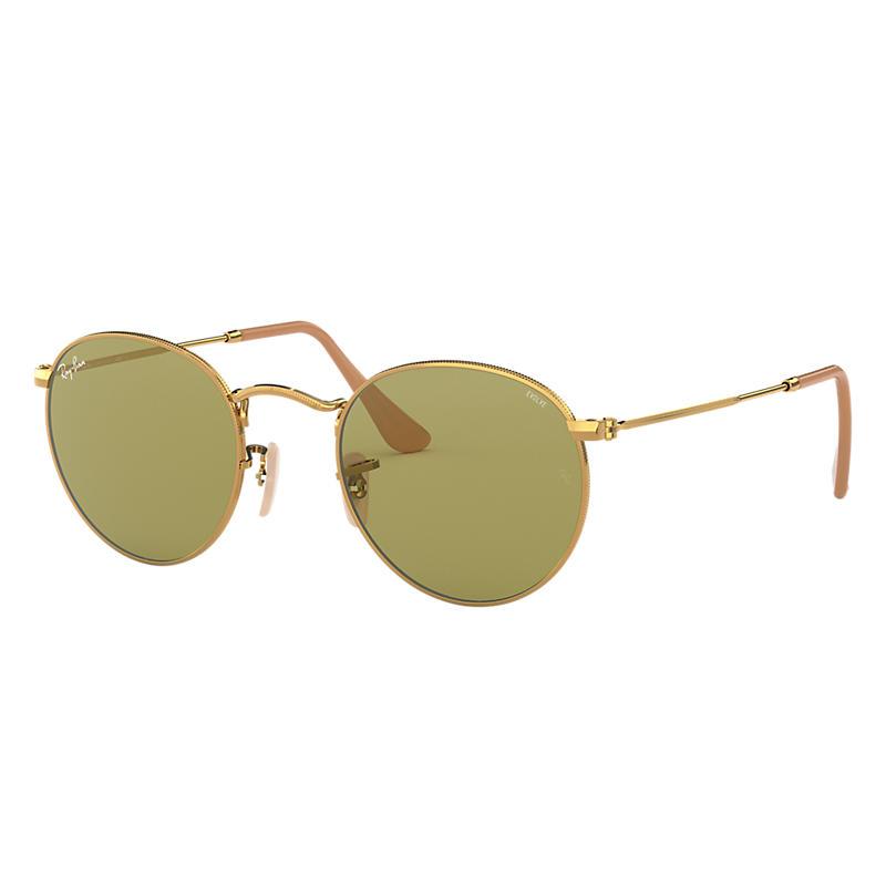 Ray-Ban Round Washed Evolve Gold, Green Lenses - RB3447-BlackSkinny