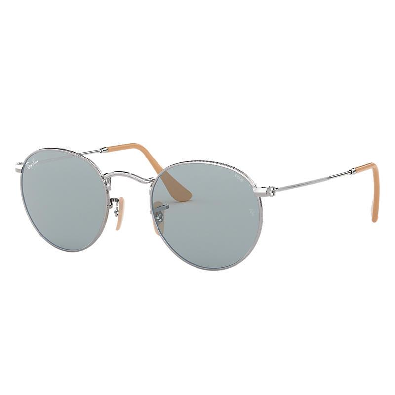 Ray-Ban Round Washed Evolve Silver, Blue Lenses - RB3447-BlackSkinny