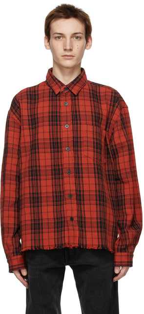 John Elliott Red Check Hemi Oversized Shirt - John Elliott Red Check Hemi Shirt surdimensionné - John Elliott Red Hemi 대형 셔츠를 확인하십시오