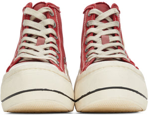 R13 Red Distressed High-Top Sneakers