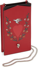 Alexander McQueen Red Heart Skull Phone Bag - Sac de téléphone de crâne de coeur rouge Alexander McQueen - 알렉산더 mcqueen 붉은 마음 두개골 전화 가방