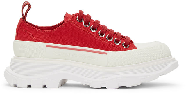 Alexander McQueen Red Tread Slick Platform Low Sneakers