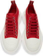 Alexander McQueen Red Tread Slick Platform Low Sneakers - Alexander McQuen Red Walk Plate-forme Slick Plate-forme basse basse - Alexander McQueen Red Tread Slick 플랫폼 낮은 스니커즈
