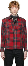 Saint Laurent Red Wool Tartan Shirt - Chemise tartan de laine rouge Saint Laurent - 세인트 로랑 붉은 양모 타탄 셔츠