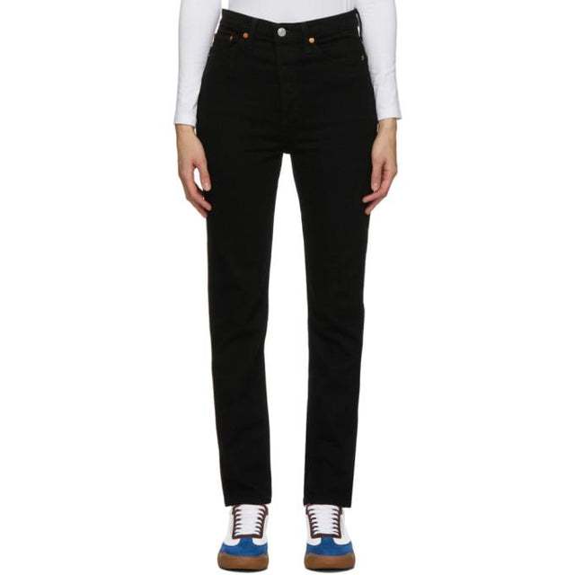 Re/Done Black 80s Slim Straight Jeans
